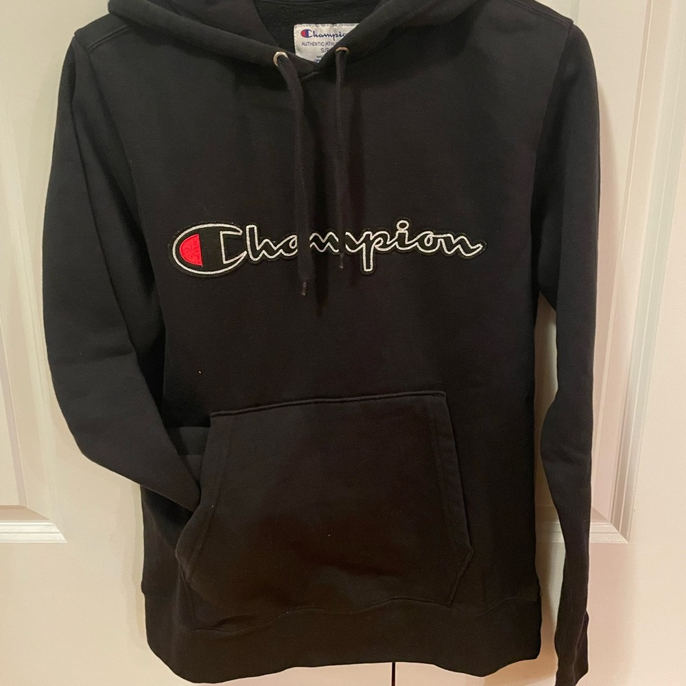 Champion sweatshirt/hoodie. Black, size adult Small